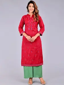 ROOPWATI FASHION Floral Mirror Work Embroidered Kurta