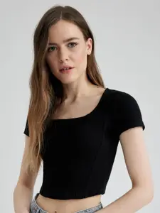 DeFacto Square Neck Crop Fitted Top