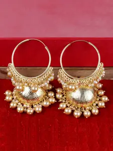 VAGHBHATT Gold-Plated Dome Shaped Hoop Earrings