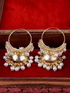 VAGHBHATT Gold-Plated Circular Jhumkas Earrings