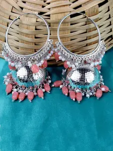 VAGHBHATT Silver-Plated Circular Jhumkas Earrings