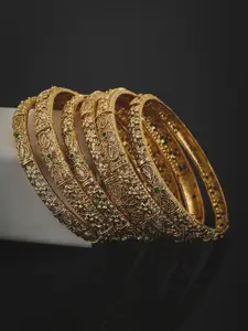 Carlton London Set Of 6 Gold-Plated Stone-Studded Bangles