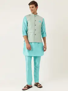 Aj DEZInES Mandarin Collar Kurta with Pyjamas with Nehru Jacket