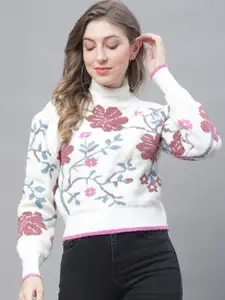 NoBarr Women Turtle Neck Floral Printed Pullover