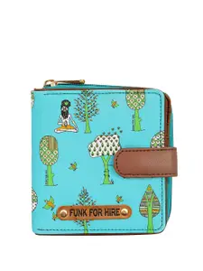Funk For Hire Women Printed PU Water Resistant Two Fold Wallet with SD Card Holder