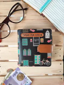Funk For Hire Women Printed PU Water Resistant Two Fold Wallet with SD Card Holder