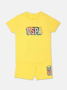 U.S. Polo Assn. Kids Boys Typographic Printed Pure Cotton T-Shirt