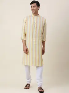 Fabindia Striped Mandarin Collar Linen Kurta