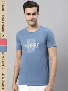 MACK JONNEY Pack Of 2 Typography Printed Cotton T-shirt