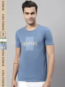 MACK JONNEY Pack Of 2 Typography Printed Cotton T-shirt