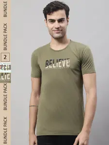 MACK JONNEY Pack Of 2 Typography Printed Cotton T-shirt