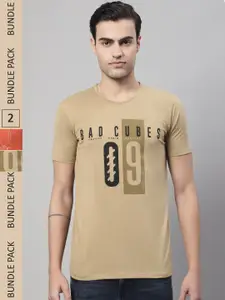 MACK JONNEY Pack Of 2 Typography Printed Cotton T-shirt