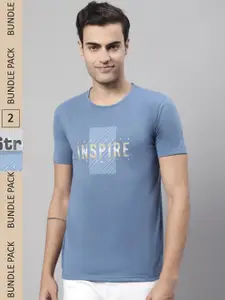 MACK JONNEY Pack Of 2 Typography Printed Cotton T-shirt