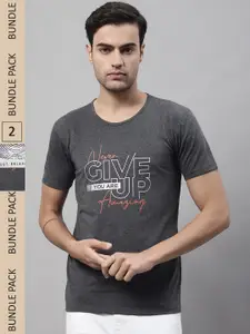 MACK JONNEY Pack Of 2 Typography Printed Cotton T-shirt