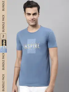 MACK JONNEY Pack Of 2 Typography Printed Cotton T-shirt