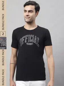 MACK JONNEY Pack Of 2 Typography Printed Cotton T-shirt