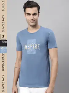 MACK JONNEY Pack Of 2 Typography Printed Cotton T-shirt