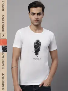 VIMAL JONNEY Pack Of 2 Typography Printed Cotton T-shirt