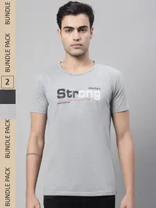 MACK JONNEY Pack Of 2 Typography Printed Cotton T-shirt