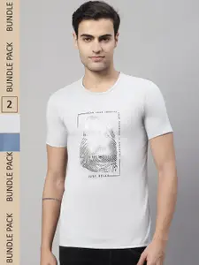 MACK JONNEY Pack Of 2 Typography Printed Cotton T-shirt