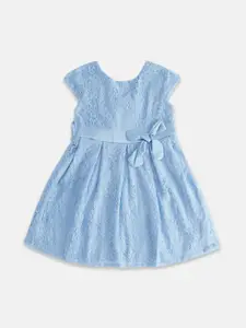 Pantaloons Junior Girls Self Design Belted Fit & Flare Dress