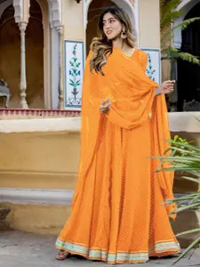 FABPIXEL Striped Semi-Stitched Lehenga & Unstitched Blouse With Dupatta