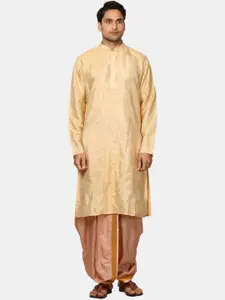 Sethukrishna Mandarin Collar Zari Straight Kurta With Dhoti Pants