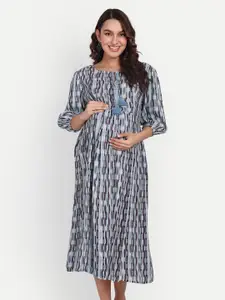 Aaruvi Ruchi Verma Geometric Printed Maternity A-Line Midi Dress
