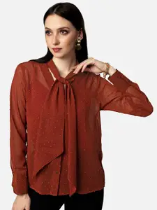 NEOFAA Women Semi Sheer Casual Shirt