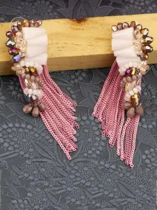 Jewels Galaxy Silver-Plated Contemporary Tasselled Drop Earrings