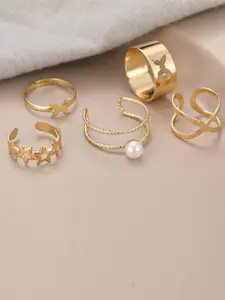 Jewels Galaxy Set Of 5 Gold-Plated Finger Rings