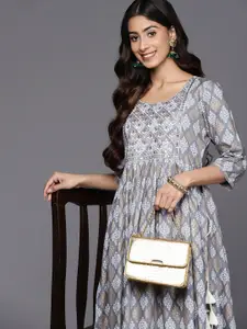 Libas Yoke Design Mirror Work Pastel Kurta