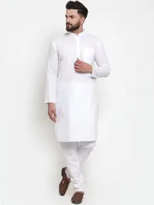 Jompers Mandarin Collar Straight  Pure Cotton Kurta with Churidar