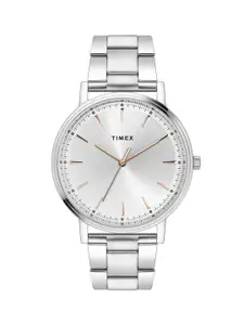 Timex Men Textured Dial & Stainless Steel Bracelet Style Straps Analogue Watch TWTG80SMU16