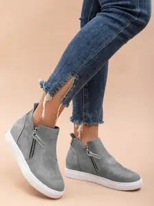Shoetopia Women Mid-Top Zip Detail Boots