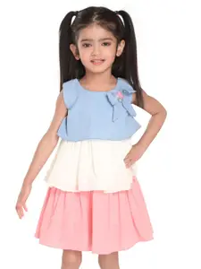 Peppermint Girls Round Neck Layered Cotton A-Line Dress