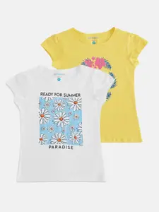 Pantaloons Junior Girls Pack 0f 2 Graphic Printed Cotton T-shirt