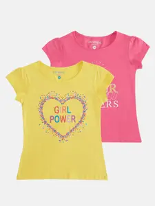 Pantaloons Junior Girls Pack Of 2 Typography Printed Cotton T-shirt