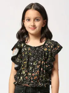 Pepe Jeans Girls Floral Printed Ruffle Top