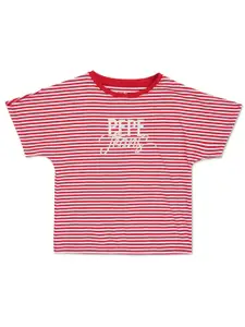 Pepe Jeans Girls Striped Pure Cotton T-Shirt