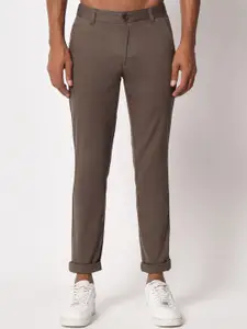 Aristitch Men Flat-Front Mid-Rise Smart Chinos Trousers