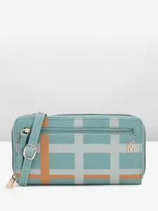 Baggit Women Checked PU Zip Around Wallet With A Detachable Sling Strap