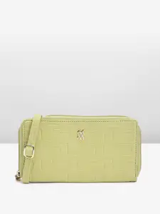 Baggit Women Abstract Textured PU Zip Around Wallet With A Sling Strap