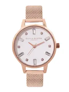 OLIVIA BURTON LONDON Women Embellished Dial Stainless Steel Bracelet Style Watch OB16BJ02