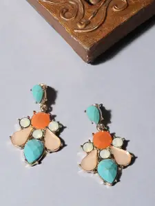 Accessorize Gold Plated Eclectic Gem Studded Classic Drop Earrings