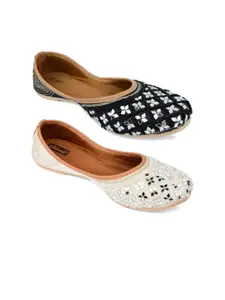 DESI COLOUR Women Pack Of 2 Embellished Ethnic Mojaris