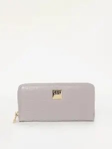ELLE Women Typography Textured Zip Around Wallet with SD Card Holder