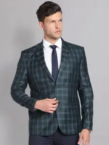 AD By Arvind Men Checked Notched Lapel Single-Breasted Twill Formal Blazer