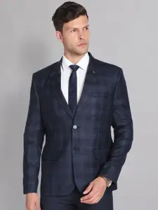 AD By Arvind Tartan Checked Notched Lapel Single-Breasted Twill Formal Blazer
