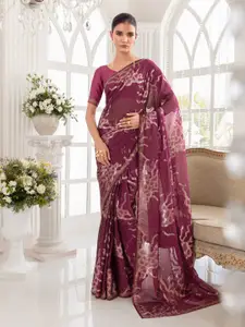 Soch Pink & White Embellished Beads and Stones Organza Saree